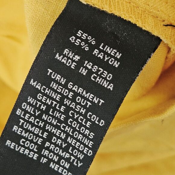 ECI Sunflower Yellow Linen Blend Cropped Wide Leg Pull On Sailor Pants Size L - Picture 4 of 8